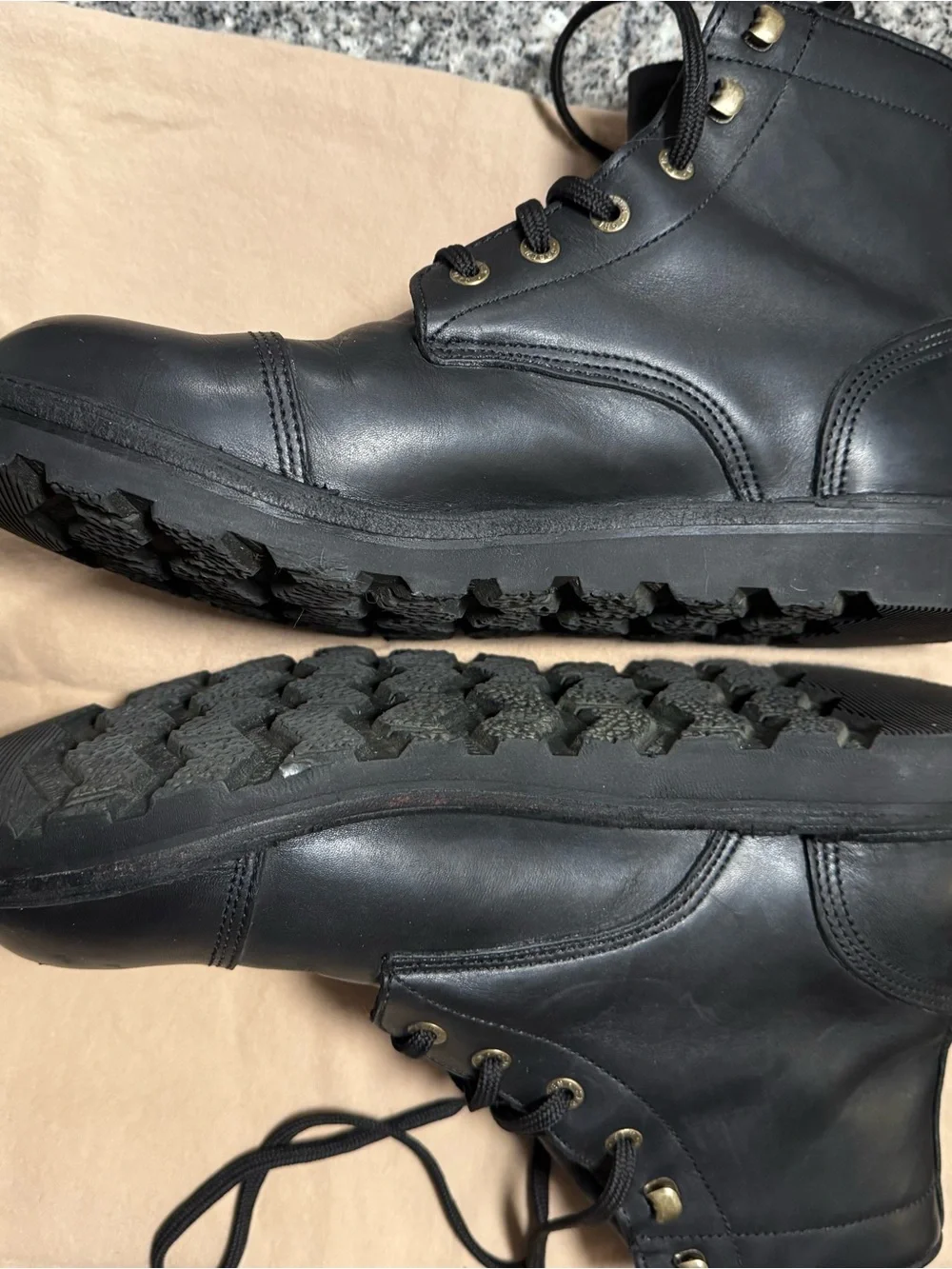 Jim Green- 719 Tyre Wedge -Black Leather Lace-Up Boots